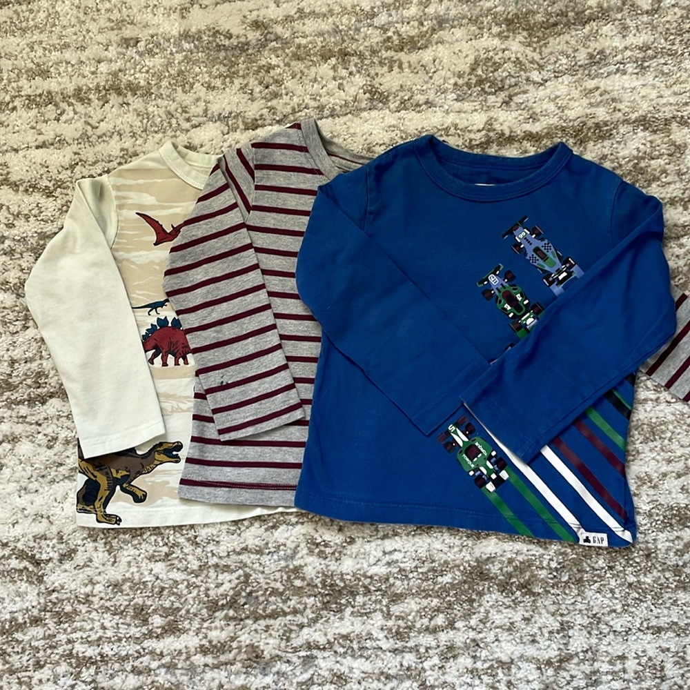 ORGANIC ⚡️BUNDLE⚡️- 3 Shirts Longsleeve Striped Dinosaur Racing Car Cott…